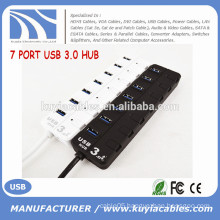 High Speed 7 port USB 3.0 Hub Support 5 Gb/s Single on/off Compatible with USB3.0/USB2.0/1.1